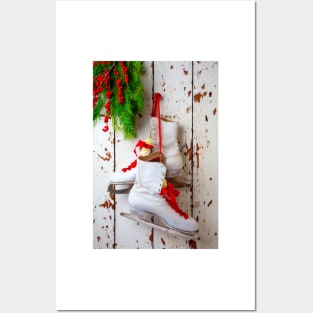 Ice Skates Hanging On White Wall Posters and Art